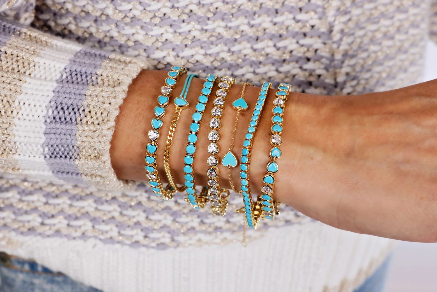 Bezel Heart Turquoise Tennis Bracelet - Image 5